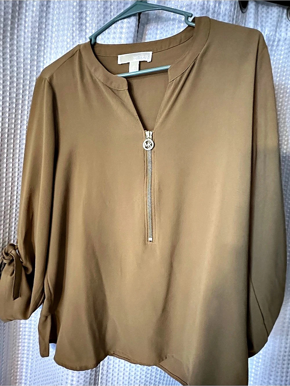 Michael Kors Zipper Blouse in Brown